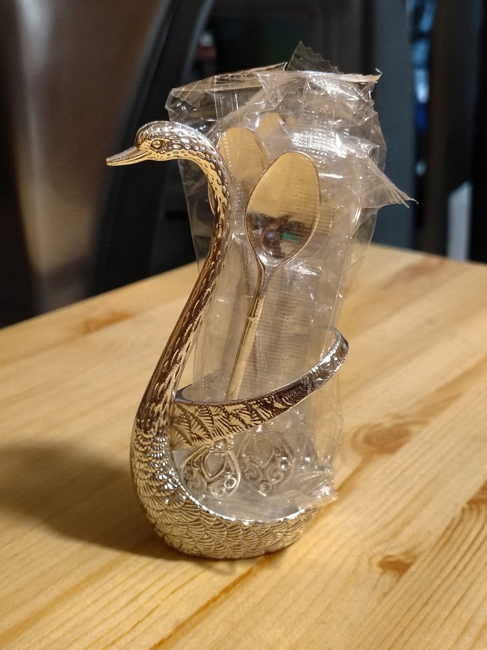 Elegant Silver Swan Spoon Holder Set